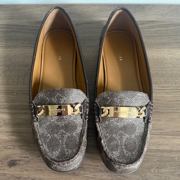 Coach Brown Loafers with Gold Accents - Picture 1 of 6
